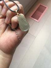 Load image into Gallery viewer, 100% Natural type A icy watery light green/gray Jadeite Jade seashell (福贝)  pendant F150
