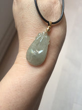 Load image into Gallery viewer, 100% Natural type A icy watery light green/gray Jadeite Jade seashell (福贝)  pendant F150
