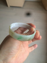 Load image into Gallery viewer, 50.8mm Certified type A 100% Natural sunny green/white/purple thin square Jadeite Jade bangle AM77-2829
