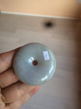 Load image into Gallery viewer, 100% Natural sunny green/purple jadeite Jade Safety Guardian Button(donut) Pendant/worry stone AZ75
