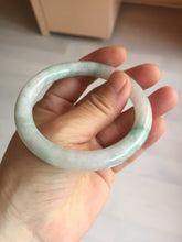 Load image into Gallery viewer, 55mm Certified type A 100% Natural sunny green/white round cut Jadeite bangle BN76
