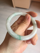 Load image into Gallery viewer, 55mm Certified type A 100% Natural sunny green/white round cut Jadeite bangle BN76
