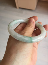 Load image into Gallery viewer, 55mm Certified type A 100% Natural sunny green/white round cut Jadeite bangle BN76
