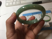 Load image into Gallery viewer, 58.4mm Certified Type A 100% Natural sunny green gray Jadeite Jade bangle PA119-9890
