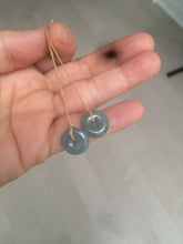 Load image into Gallery viewer, 12.5mm 100% Natural blue gray green safe and sound donut button Guatemala jadeite Jade dangling earring AM76
