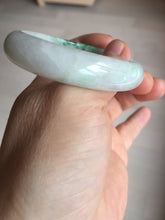 Load image into Gallery viewer, 47mm certified 100% natural Type A sunny green white oval jadeite jade bangle BP49-9340
