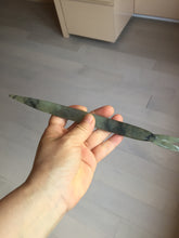 Load image into Gallery viewer, 22cm 100% Natural light green black Xiu Jade Serpentine vantage fish square style hairpin AW20
