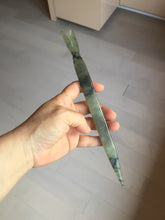 Load image into Gallery viewer, 22cm 100% Natural light green black Xiu Jade Serpentine vantage fish square style hairpin AW20
