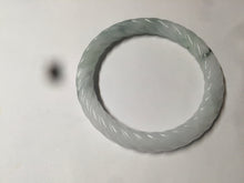 Load image into Gallery viewer, 58mm Certified 100% Natural type A light green/white vintage twist style Jadeite Jade bangle AH78-7998
