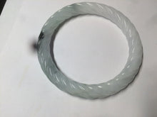 Load image into Gallery viewer, 58mm Certified 100% Natural type A light green/white vintage twist style Jadeite Jade bangle AH78-7998

