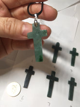 Load image into Gallery viewer, 100% Natural type A dark green/blue/black/gray Guatemala jadeite Jade Hand-held cross or cross pendant group PD93

