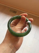 Load image into Gallery viewer, 55.5mm certified 100% Natural dark green black (碧玉) kiwi nephrite Jade bangle HF123-1578

