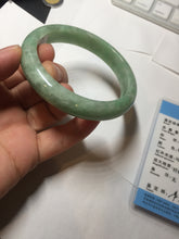 Load image into Gallery viewer, 58.4mm Certified Type A 100% Natural sunny green gray Jadeite Jade bangle PA118-9889
