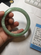 Load image into Gallery viewer, 58.4mm Certified Type A 100% Natural sunny green gray Jadeite Jade bangle PA118-9889
