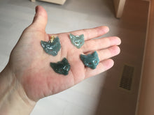 Load image into Gallery viewer, 100% natural type A dark green/gray Guatemala jadeite jade fox mask pendant necklace BP176
