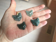 Load image into Gallery viewer, 100% natural type A dark green/gray Guatemala jadeite jade fox mask pendant necklace BP176
