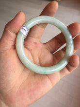 Load image into Gallery viewer, 55mm Certified type A 100% Natural sunny green/white round cut Jadeite bangle BN75
