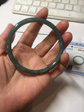 Load image into Gallery viewer, 57.3mm Certified Type A 100% Natural light green/blue/gray Guatemala slim round cut Jadeite bangle BP205-1023
