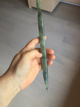 Load image into Gallery viewer, 24cm 100% Natural light green black Xiu Jade Serpentine vantage fish square style hairpin AW22

