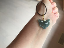 Load image into Gallery viewer, 100% natural type A dark green/gray Guatemala jadeite jade fox mask pendant necklace BP176
