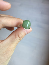 Load image into Gallery viewer, 100% natural type A green brown gray four-prong jadeite jade ring BP140
