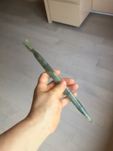Load image into Gallery viewer, 24cm 100% Natural light green black Xiu Jade Serpentine vantage fish square style hairpin AW22
