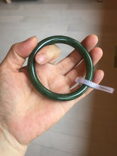 Load image into Gallery viewer, 57.2mm certified 100% Natural dark green black (碧玉) round cut nephrite Jade bangle HF124-1583

