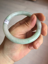 Load image into Gallery viewer, 55mm Certified type A 100% Natural sunny green/white round cut Jadeite bangle BN75
