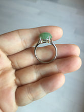 Load image into Gallery viewer, 100% natural type A green brown gray four-prong jadeite jade ring BP140
