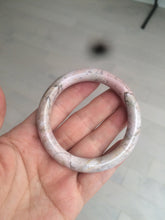 Load image into Gallery viewer, 52.2mm 100% natural fresh light pink/gray round cut rose stone (Rhodonite)bangle SY42

