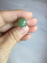 Load image into Gallery viewer, 100% natural type A green brown gray four-prong jadeite jade ring BP140
