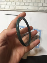 Load image into Gallery viewer, 59mm Certified Type A 100% Natural light green/blue/gray Guatemala slim round cut Jadeite bangle BP206-1034

