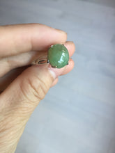 Load image into Gallery viewer, 100% natural type A green brown gray four-prong jadeite jade ring BP140
