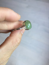 Load image into Gallery viewer, 100% natural type A green brown gray four-prong jadeite jade ring BP140
