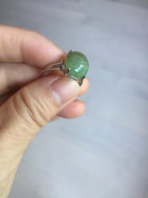 Load image into Gallery viewer, 100% natural type A green brown gray four-prong jadeite jade ring BP140
