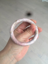 Load image into Gallery viewer, 52.2mm 100% natural fresh light pink/gray round cut rose stone (Rhodonite)bangle SY42
