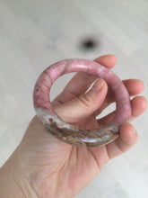 Load image into Gallery viewer, sold! Please don’t order. Thanks 53.4mm 100% natural chubby pink rose stone (Rhodonite) round cut bangle CB65
