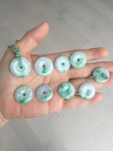 Load image into Gallery viewer, 19.3-22.4mm Type A 100% Natural sunny green/purple/gray Jadeite Jade Safety Guardian Button donuts Pendant group BL147
