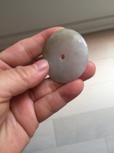 Load image into Gallery viewer, 40.6mm 100% Natural sunny green/purple/gray jadeite Jade Safety Guardian Button(donut) Pendant/worry stone F145
