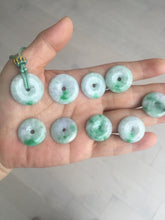 Load image into Gallery viewer, 19.3-22.4mm Type A 100% Natural sunny green/purple/gray Jadeite Jade Safety Guardian Button donuts Pendant group BL147
