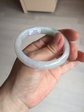 Load image into Gallery viewer, 47mm certified 100% natural Type A icy watery sunny green white oval jadeite jade bangle BP47-9362
