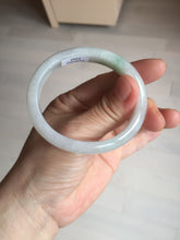 Load image into Gallery viewer, 47mm certified 100% natural Type A icy watery sunny green white oval jadeite jade bangle BP47-9362
