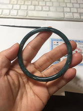 Load image into Gallery viewer, 60mm Certified Type A 100% Natural light green/blue/gray Guatemala slim round cut Jadeite bangle BP207-1015
