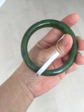 Load image into Gallery viewer, 55.5mm certified 100% Natural dark green black (碧玉) kiwi nephrite Jade bangle HF123-1578
