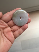 Load image into Gallery viewer, 40.6mm 100% Natural sunny green/purple/gray jadeite Jade Safety Guardian Button(donut) Pendant/worry stone F145
