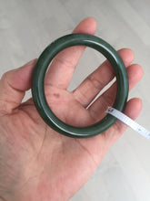 Load image into Gallery viewer, 57.2mm certified 100% Natural dark green black (碧玉) round cut nephrite Jade bangle HF124-1583
