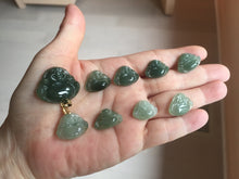 Load image into Gallery viewer, 100% Natural type A ict watery dark green(老油青) happy Buddha jadeite pendant 178
