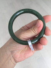 Load image into Gallery viewer, 57.2mm certified 100% Natural dark green black (碧玉) round cut nephrite Jade bangle HF124-1583
