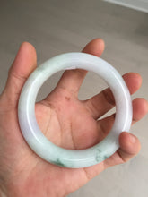 Load image into Gallery viewer, 卖了 60mm certified Type A 100% Natural light sunny green white purple chubby round cut Jadeite Jade bangle BQ70-8570
