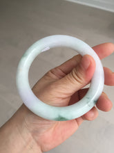 Load image into Gallery viewer, 卖了 60mm certified Type A 100% Natural light sunny green white purple chubby round cut Jadeite Jade bangle BQ70-8570
